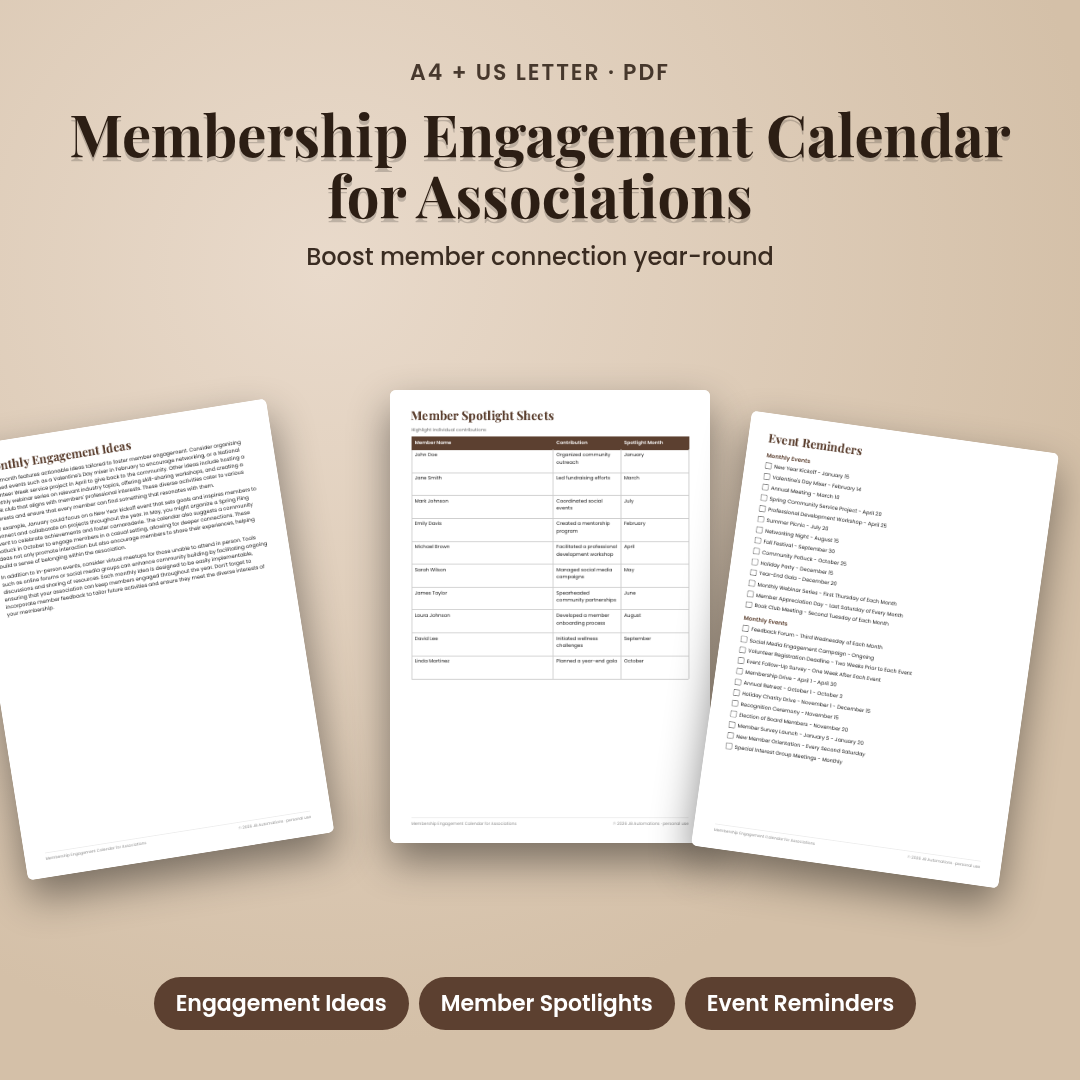 Membership Engagement Calendar for Associations