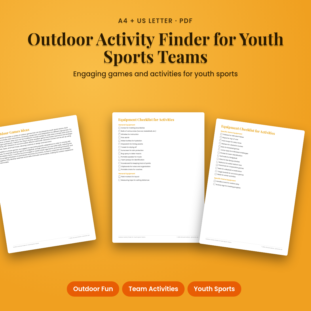 Outdoor Activity Finder for Youth Sports Teams