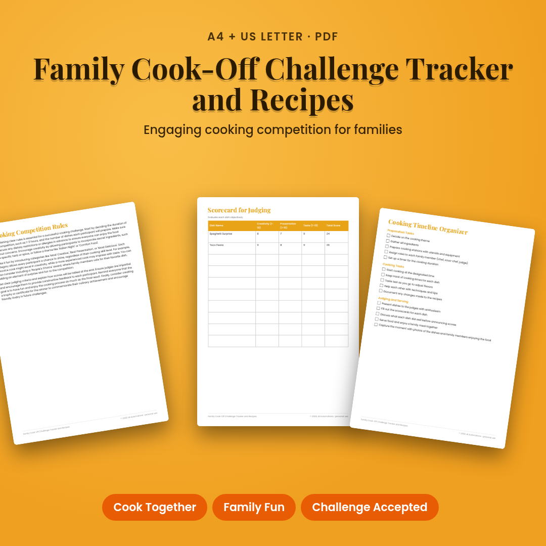 Family Cook-Off Challenge Tracker and Recipes