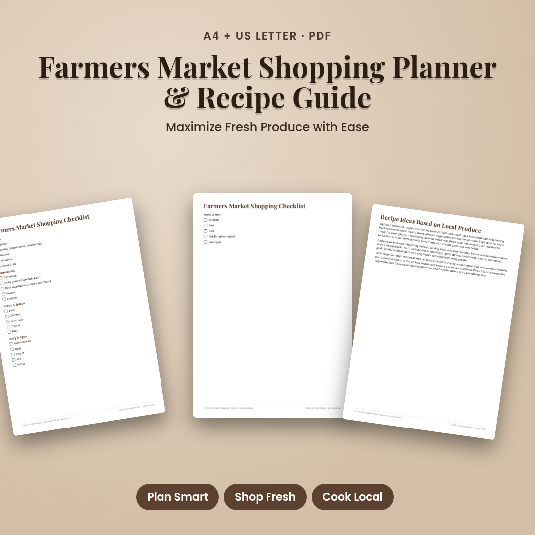 Farmers Market Shopping Planner &amp; Recipe Guide