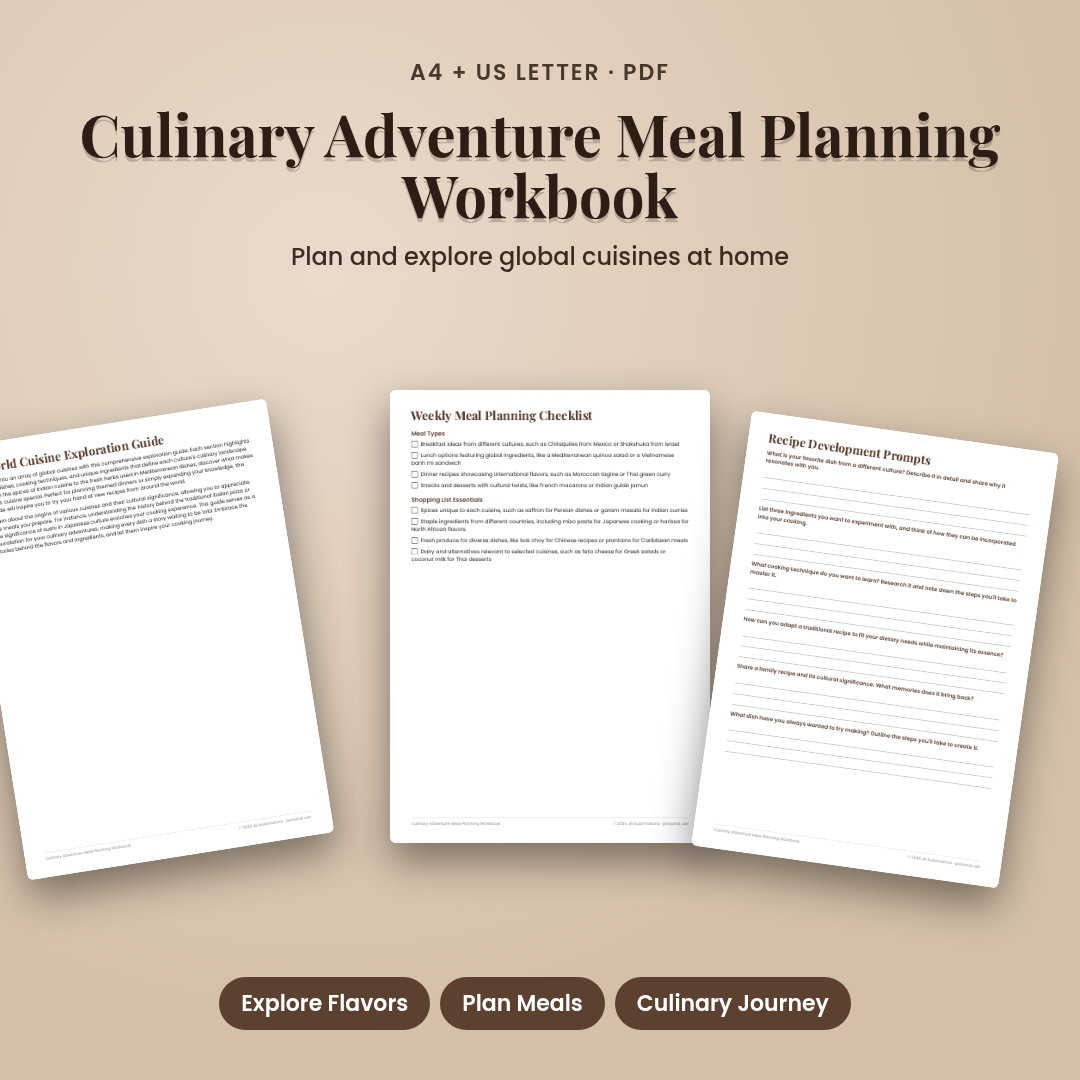 Culinary Adventure Meal Planning Workbook