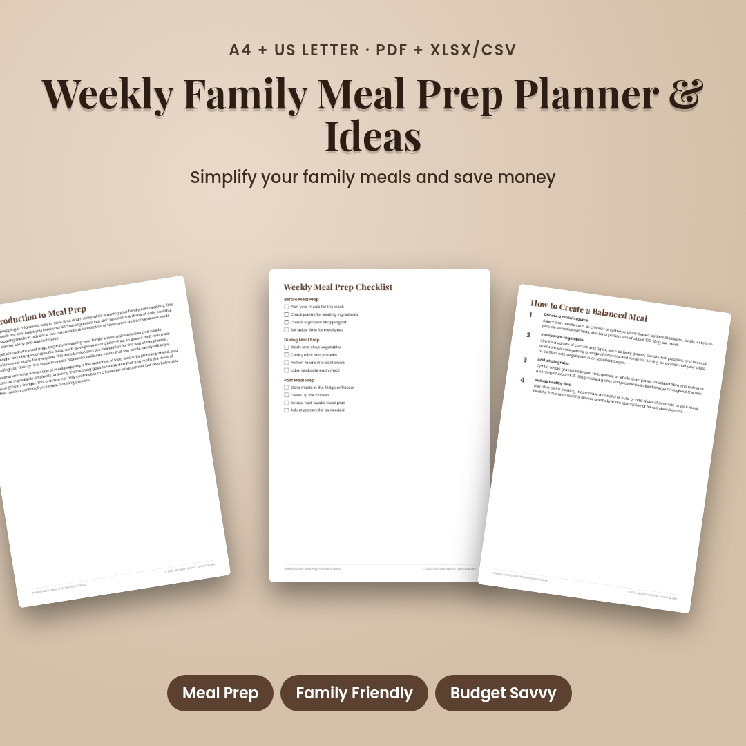 Weekly Family Meal Prep Planner & Ideas