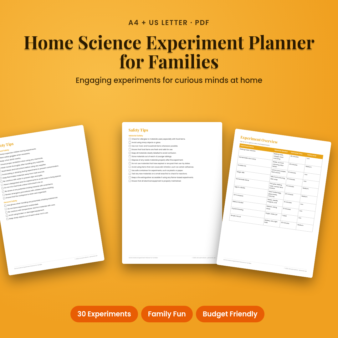 Home Science Experiment Planner for Families