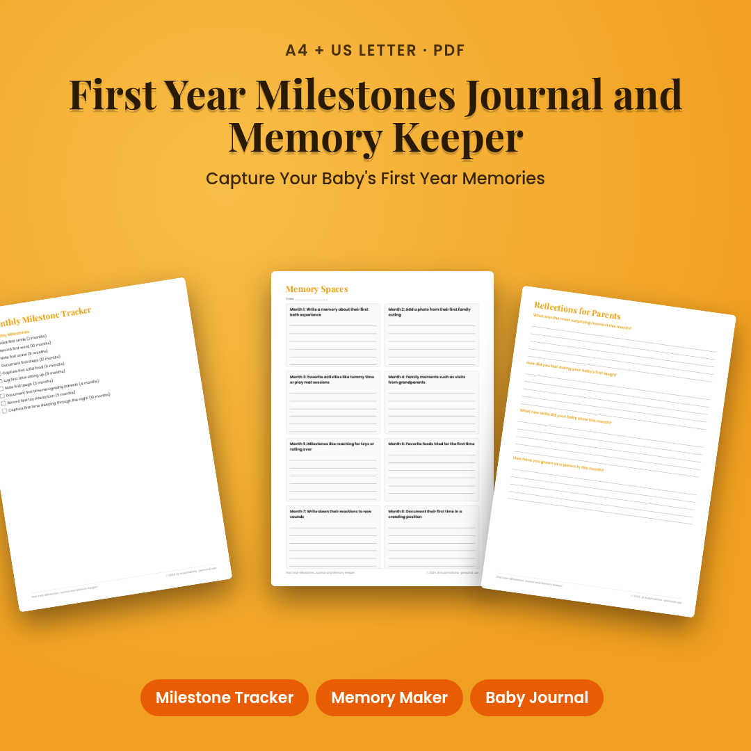 First Year Milestones Journal and Memory Keeper