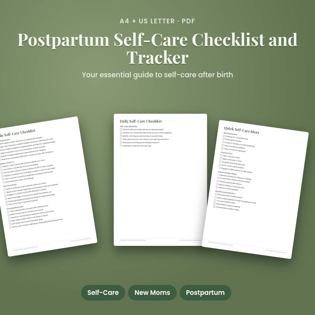 Postpartum Self-Care Checklist and Tracker