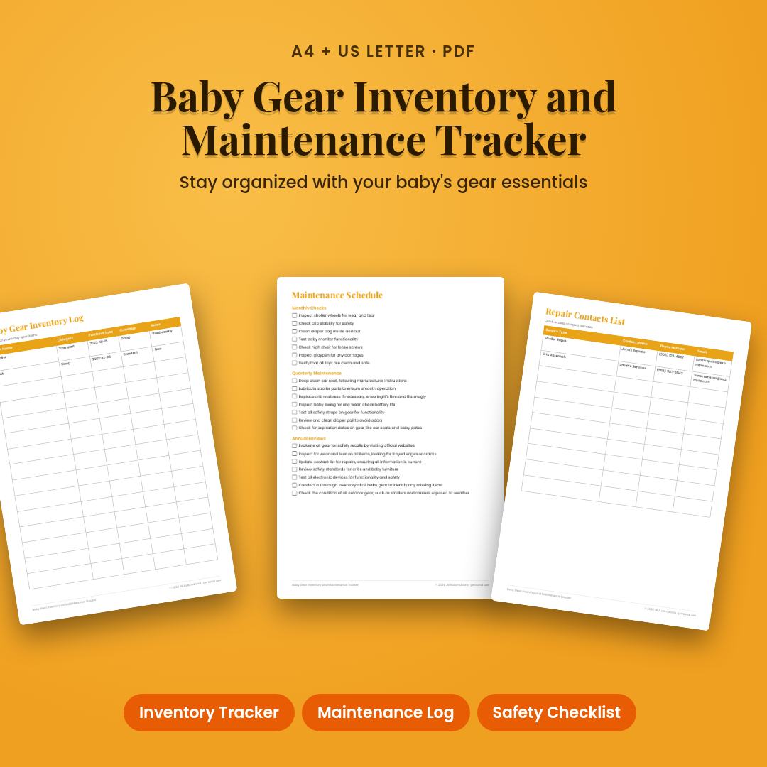 Baby Gear Inventory and Maintenance Tracker