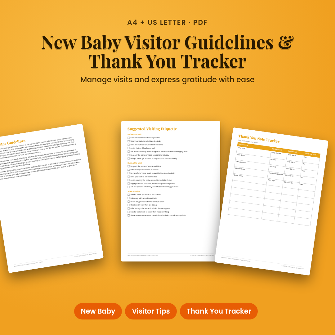 New Baby Visitor Guidelines & Thank You Tracker
