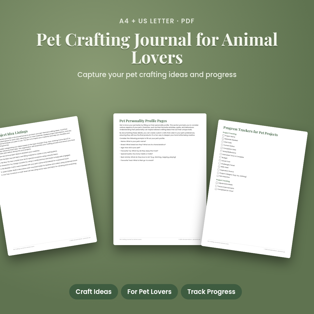 Pet Crafting Journal for Animal Lovers