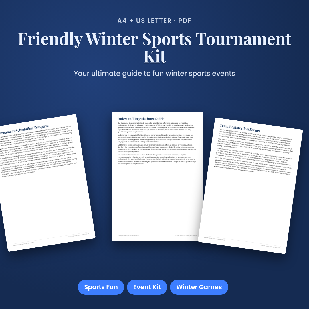 Friendly Winter Sports Tournament Kit