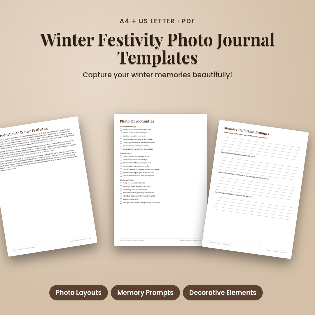 Winter Festivity Photo Journal Templates