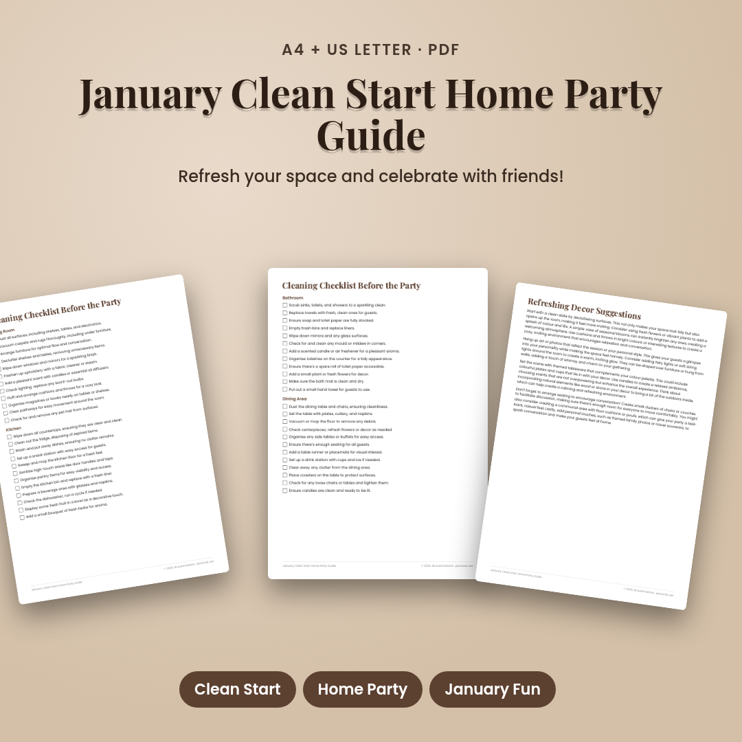 January Clean Start Home Party Guide