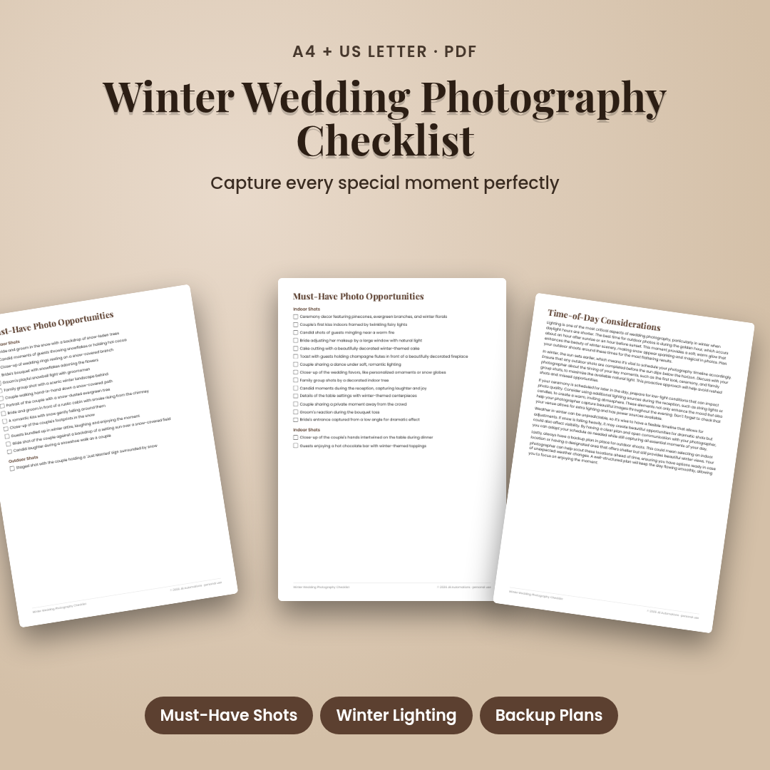 Winter Wedding Photography Checklist