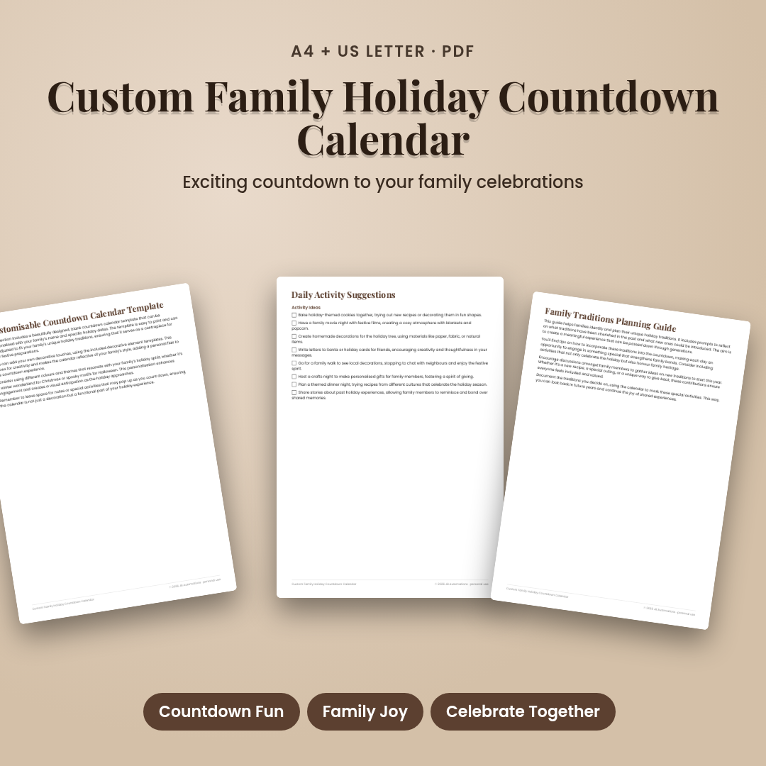 Custom Family Holiday Countdown Calendar