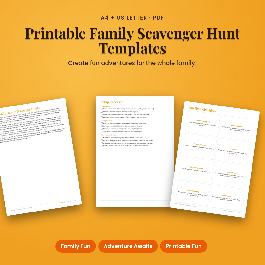 Printable Family Scavenger Hunt Templates