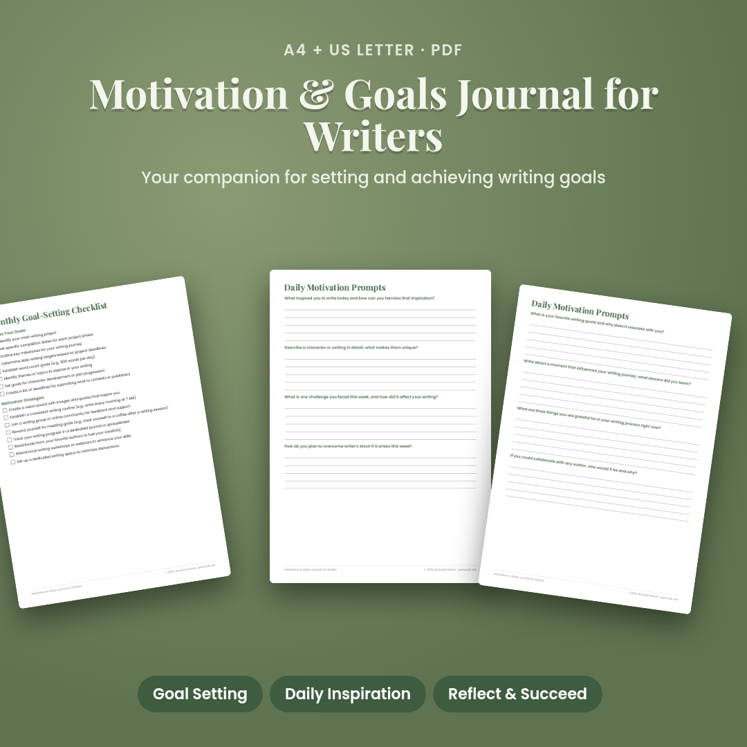 Motivation & Goals Journal for Writers