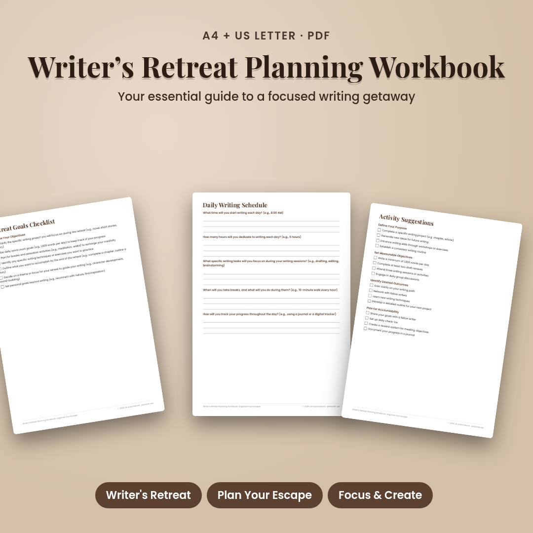 Writer’s Retreat Planning Workbook: Organize Your Escape