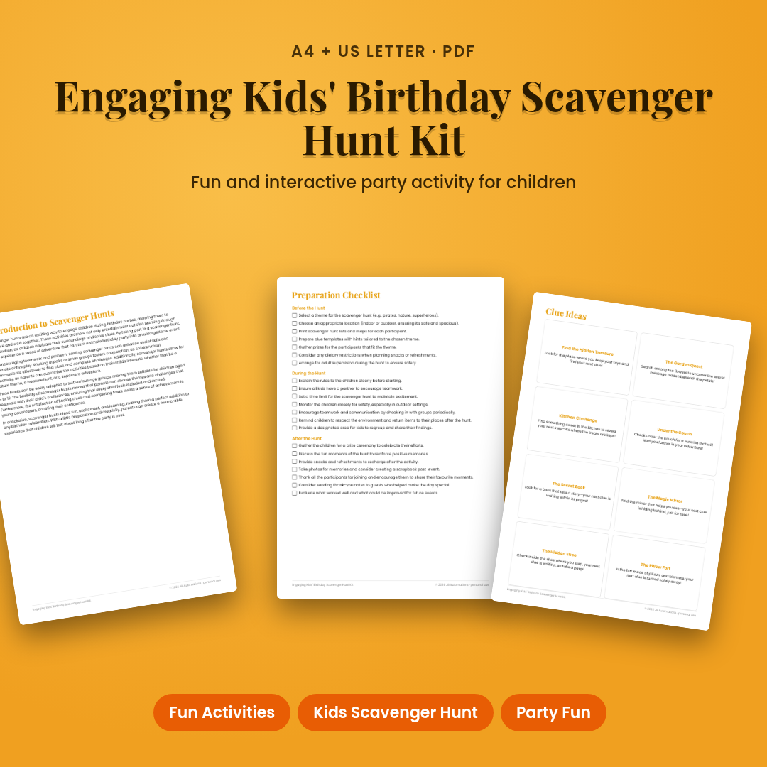 Engaging Kids' Birthday Scavenger Hunt Kit