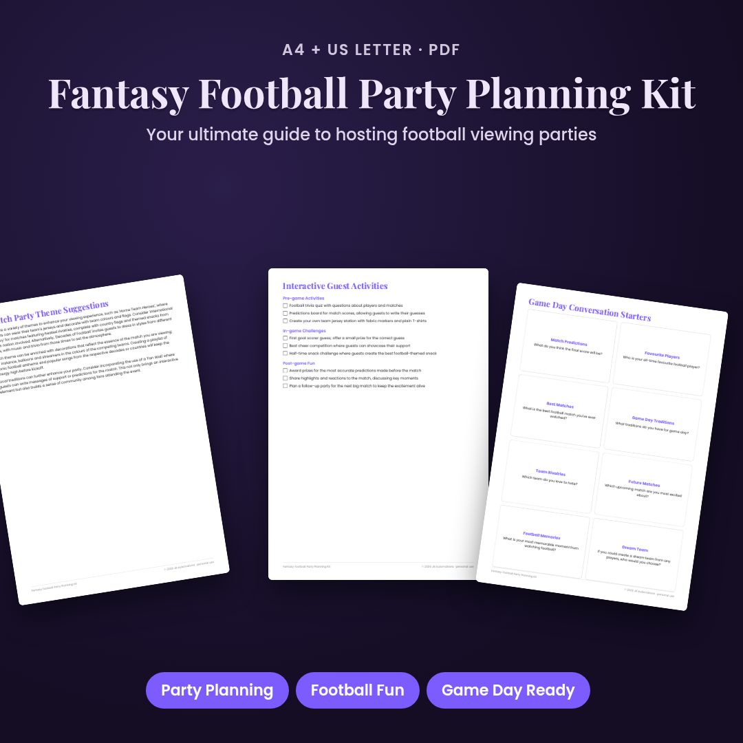 Fantasy Football Party Planning Kit