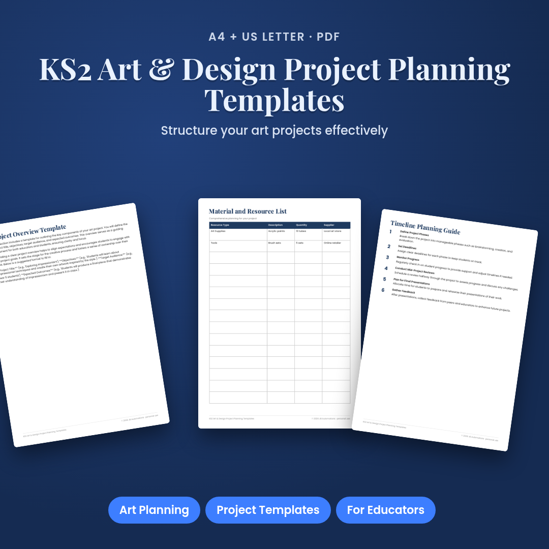 KS2 Art & Design Project Planning Templates