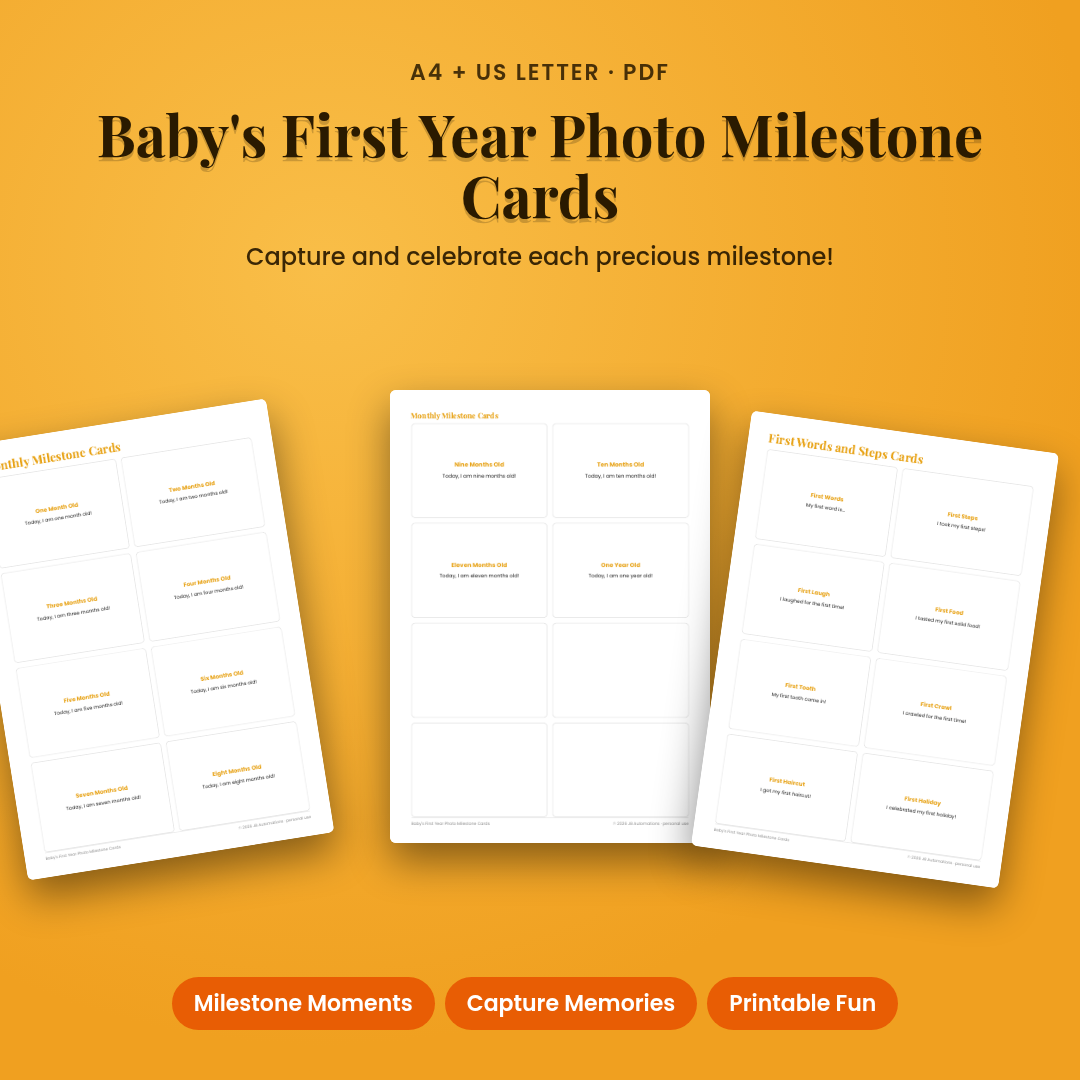 Baby's First Year Photo Milestone Cards