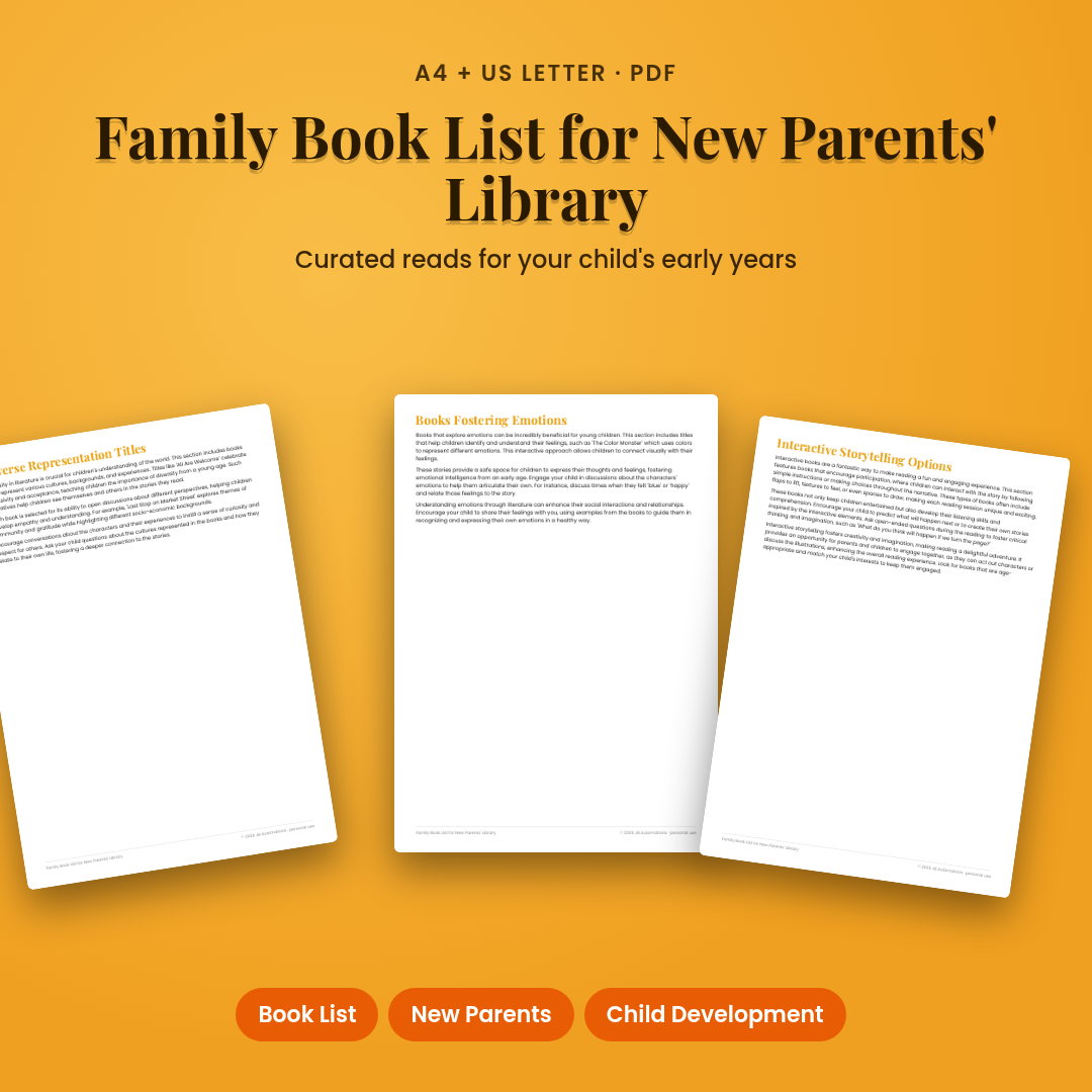 Family Book List for New Parents' Library