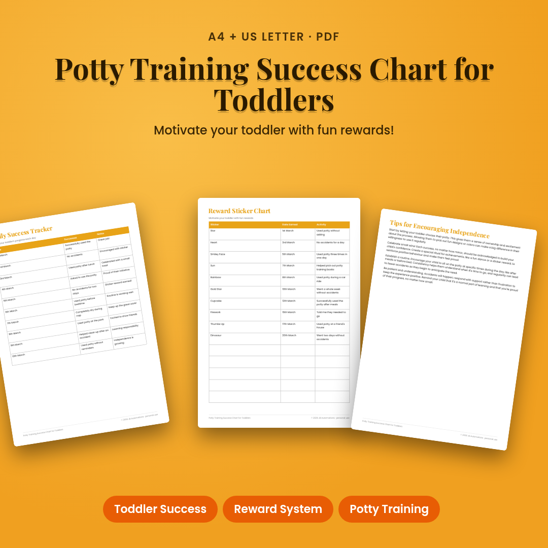 Potty Training Success Chart for Toddlers