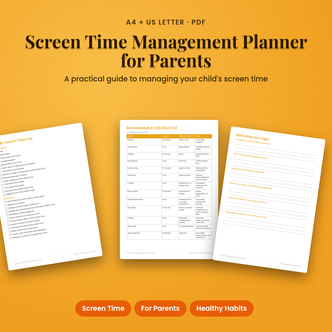 Screen Time Management Planner for Parents