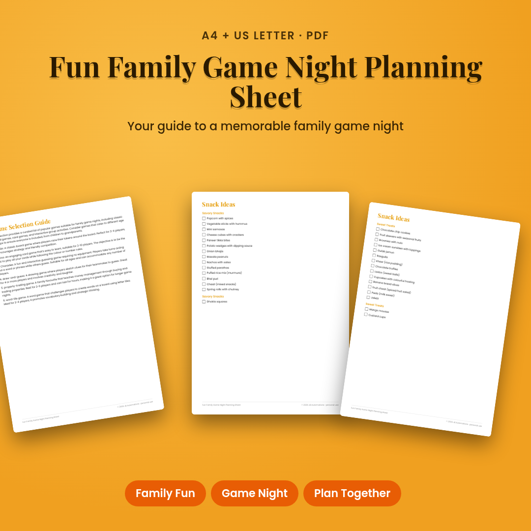 Fun Family Game Night Planning Sheet