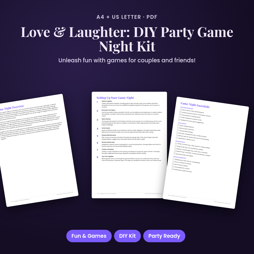 Love &amp; Laughter: DIY Party Game Night Kit