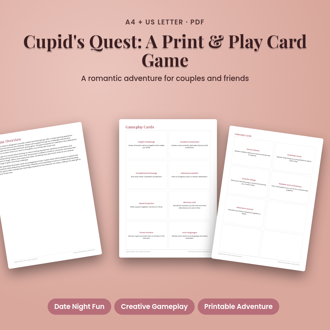 Cupid's Quest: A Print & Play Card Game
