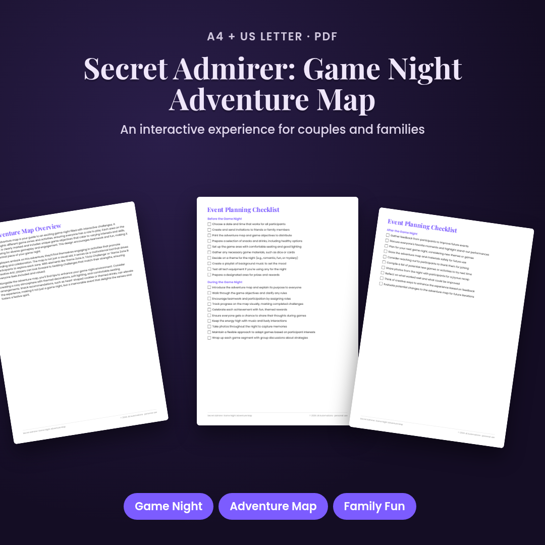 Secret Admirer: Game Night Adventure Map