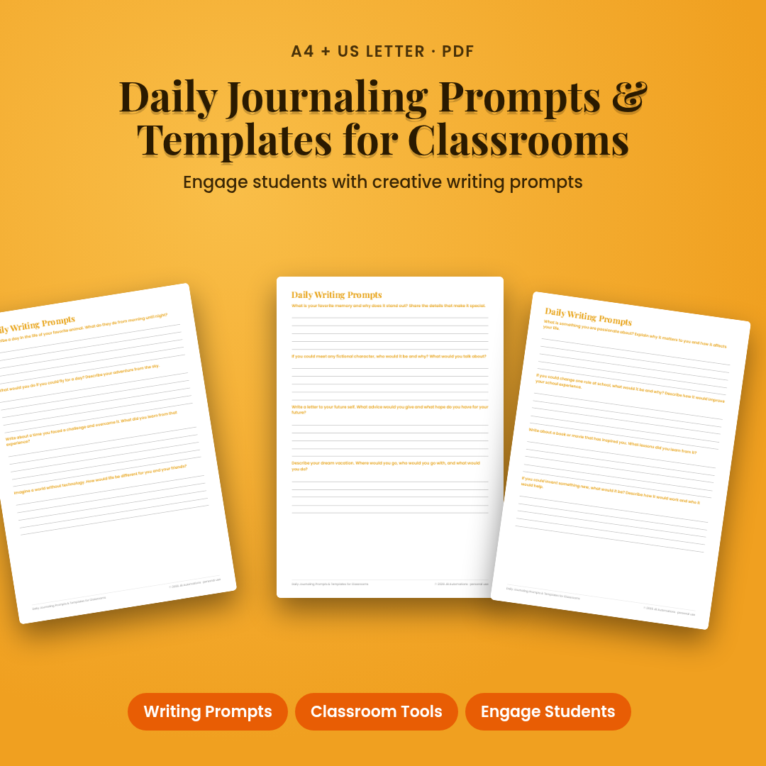 Daily Journaling Prompts &amp; Templates for Classrooms