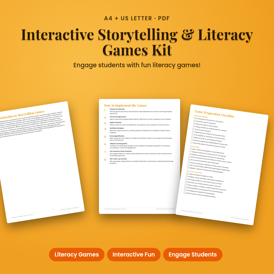 Interactive Storytelling & Literacy Games Kit