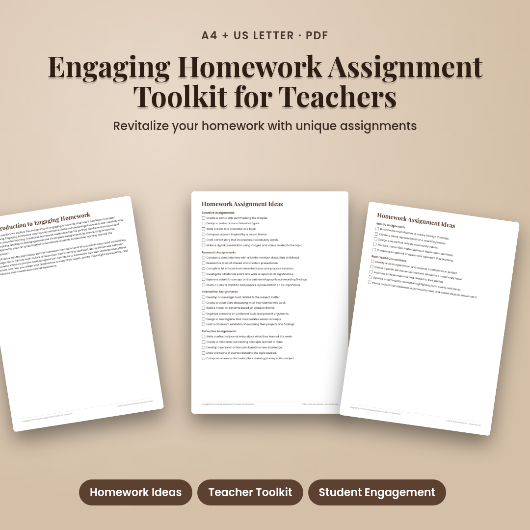 Engaging Homework Assignment Toolkit for Teachers