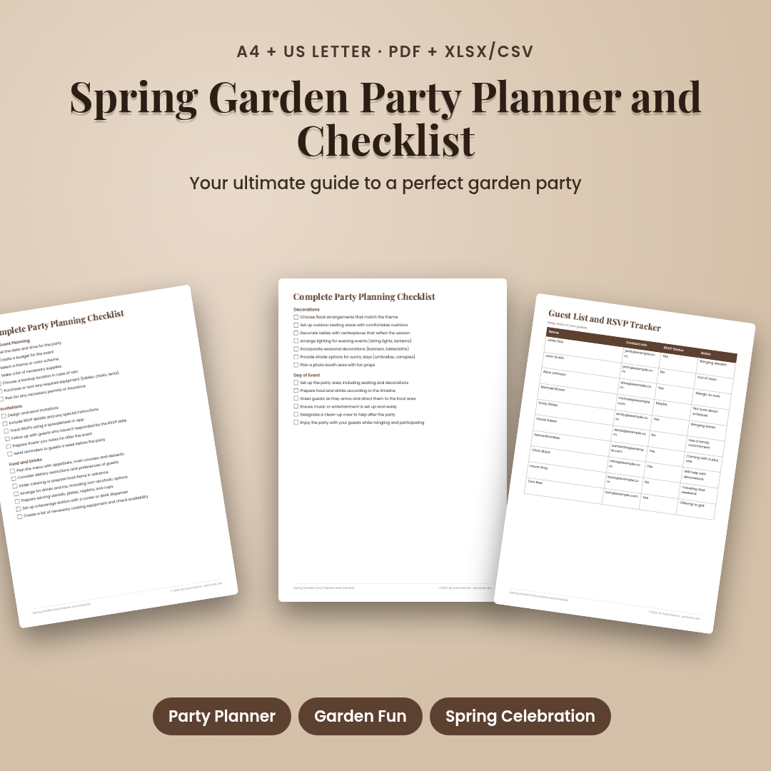Spring Garden Party Planner and Checklist
