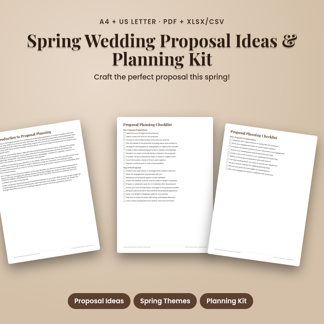 Spring Wedding Proposal Ideas & Planning Kit