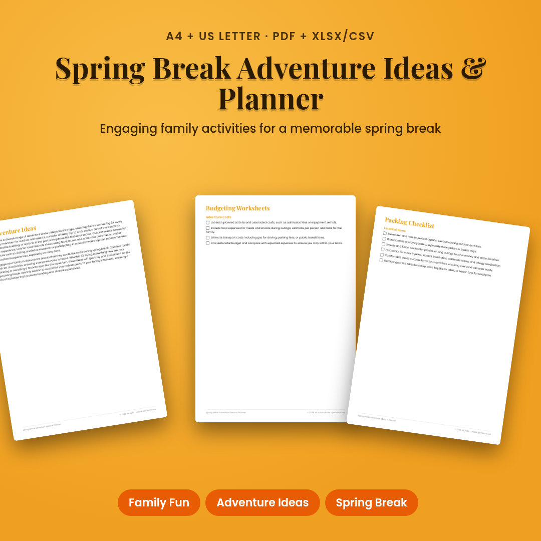 Spring Break Adventure Ideas & Planner