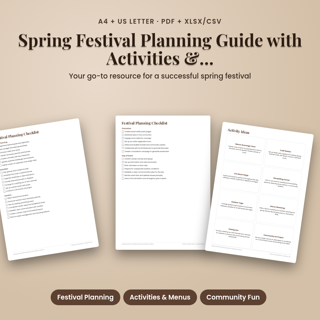 Spring Festival Planning Guide with Activities &amp; Menus