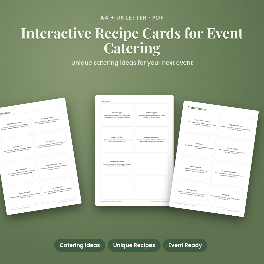 Interactive Recipe Cards for Event Catering