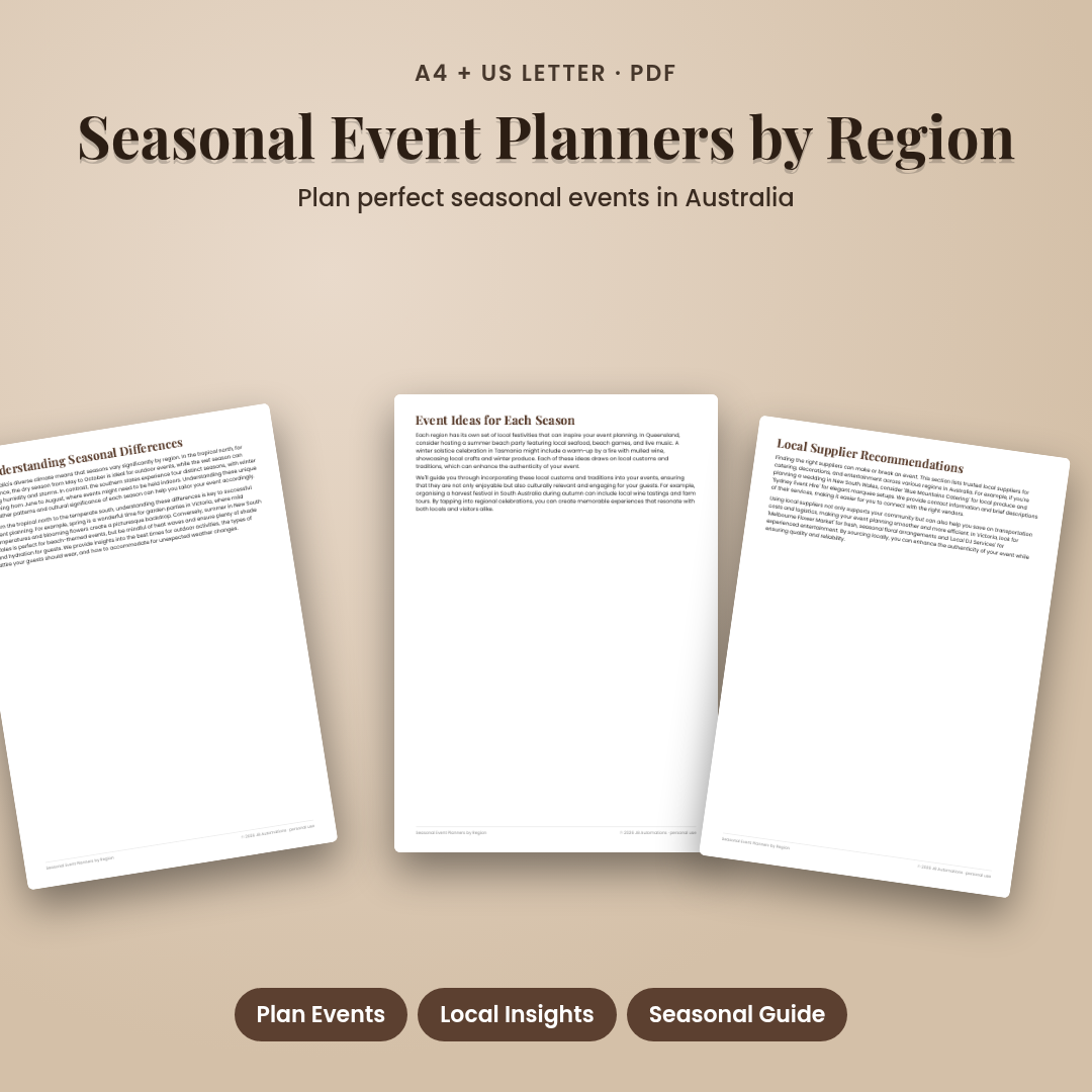 Seasonal Event Planners by Region