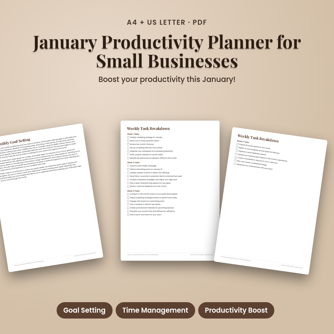 January Productivity Planner for Small Businesses