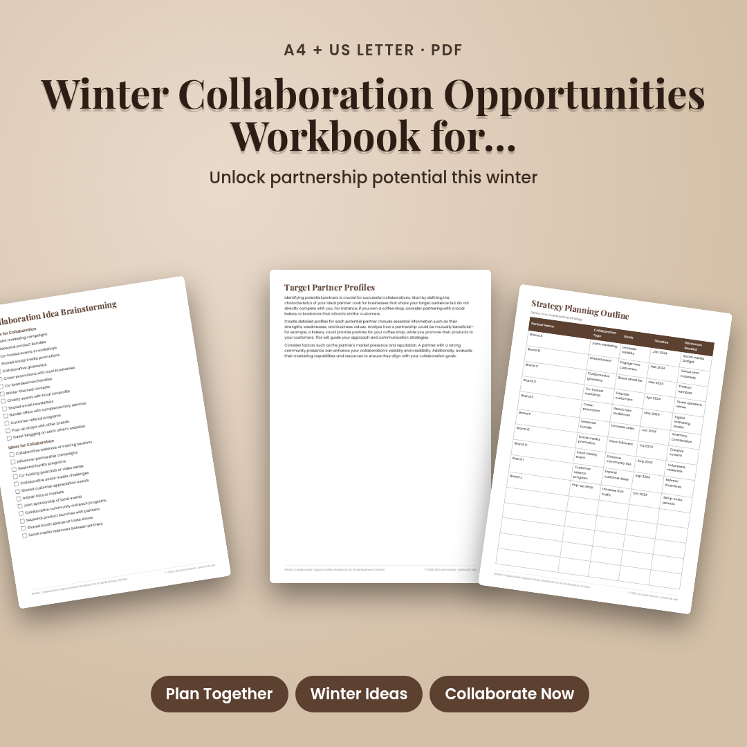 Winter Collaboration Opportunities Workbook for Small Business Owners