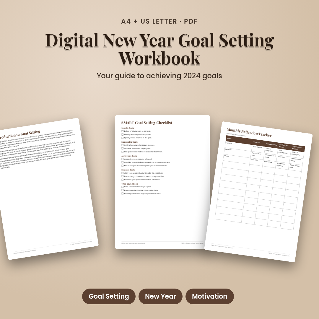 Digital New Year Goal Setting Workbook