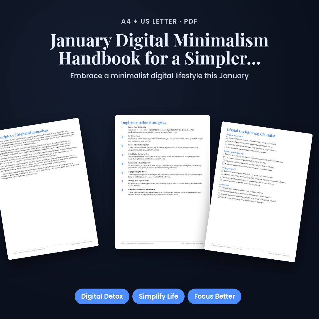 January Digital Minimalism Handbook for a Simpler Life