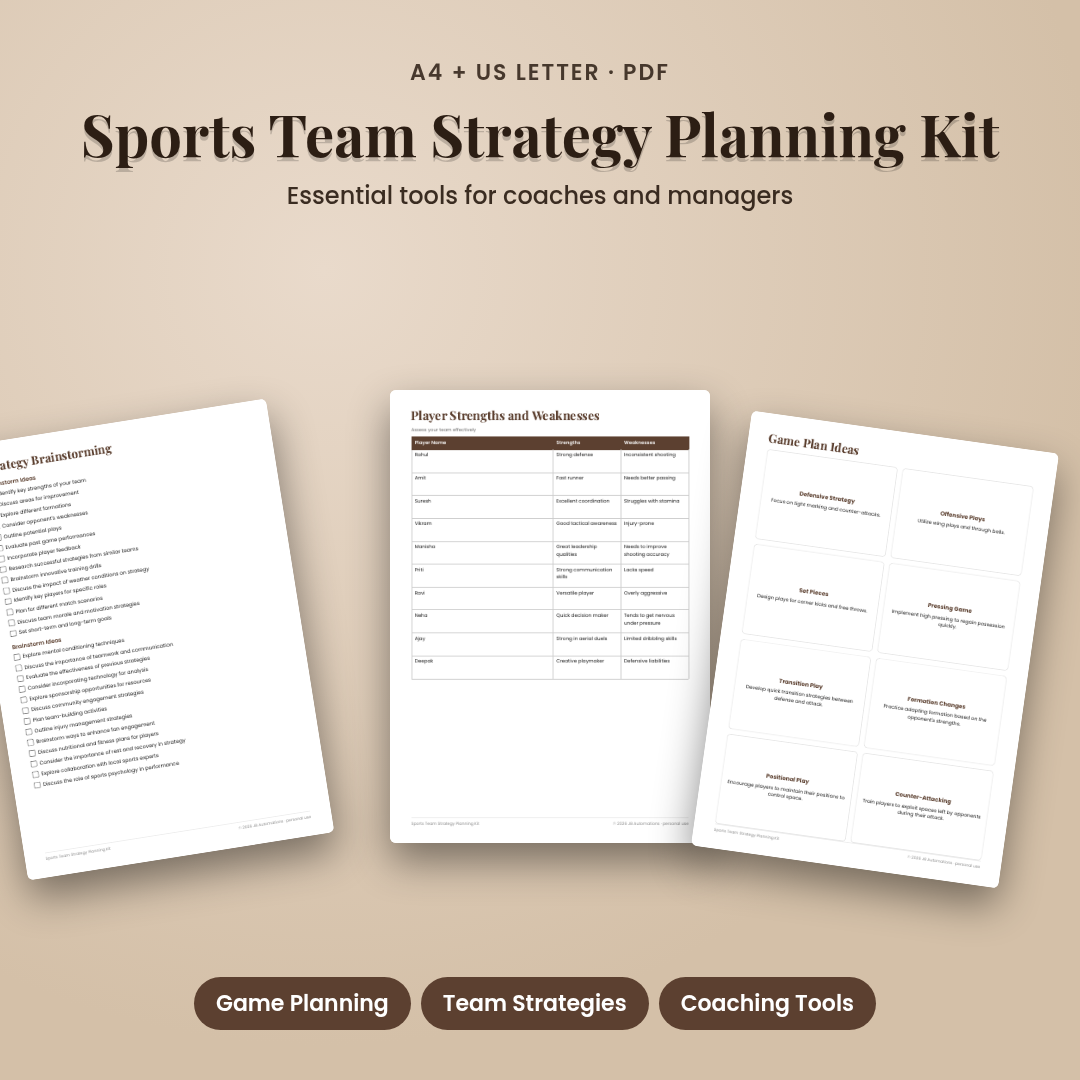 Sports Team Strategy Planning Kit