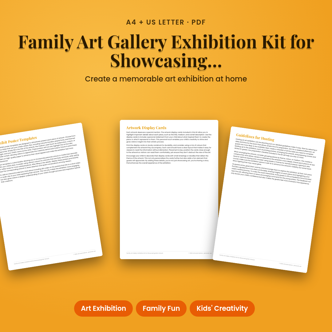 Family Art Gallery Exhibition Kit for Showcasing Kids' Artwork
