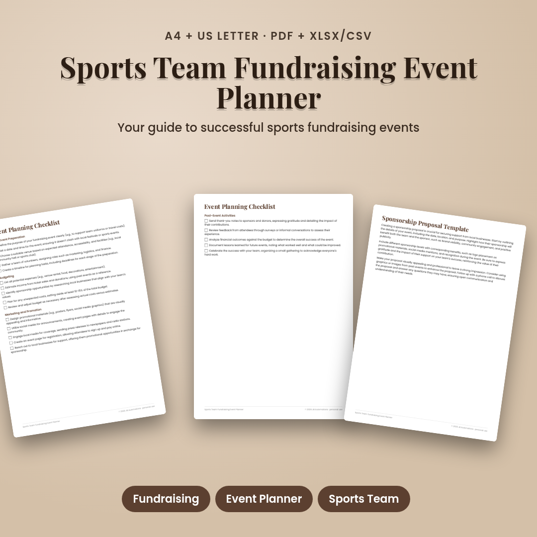 Sports Team Fundraising Event Planner