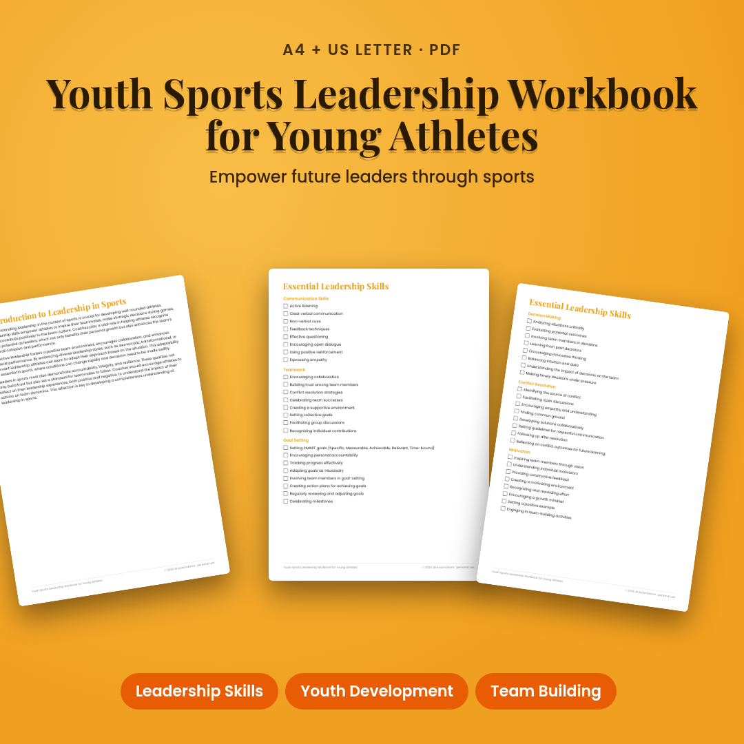 Youth Sports Leadership Workbook for Young Athletes