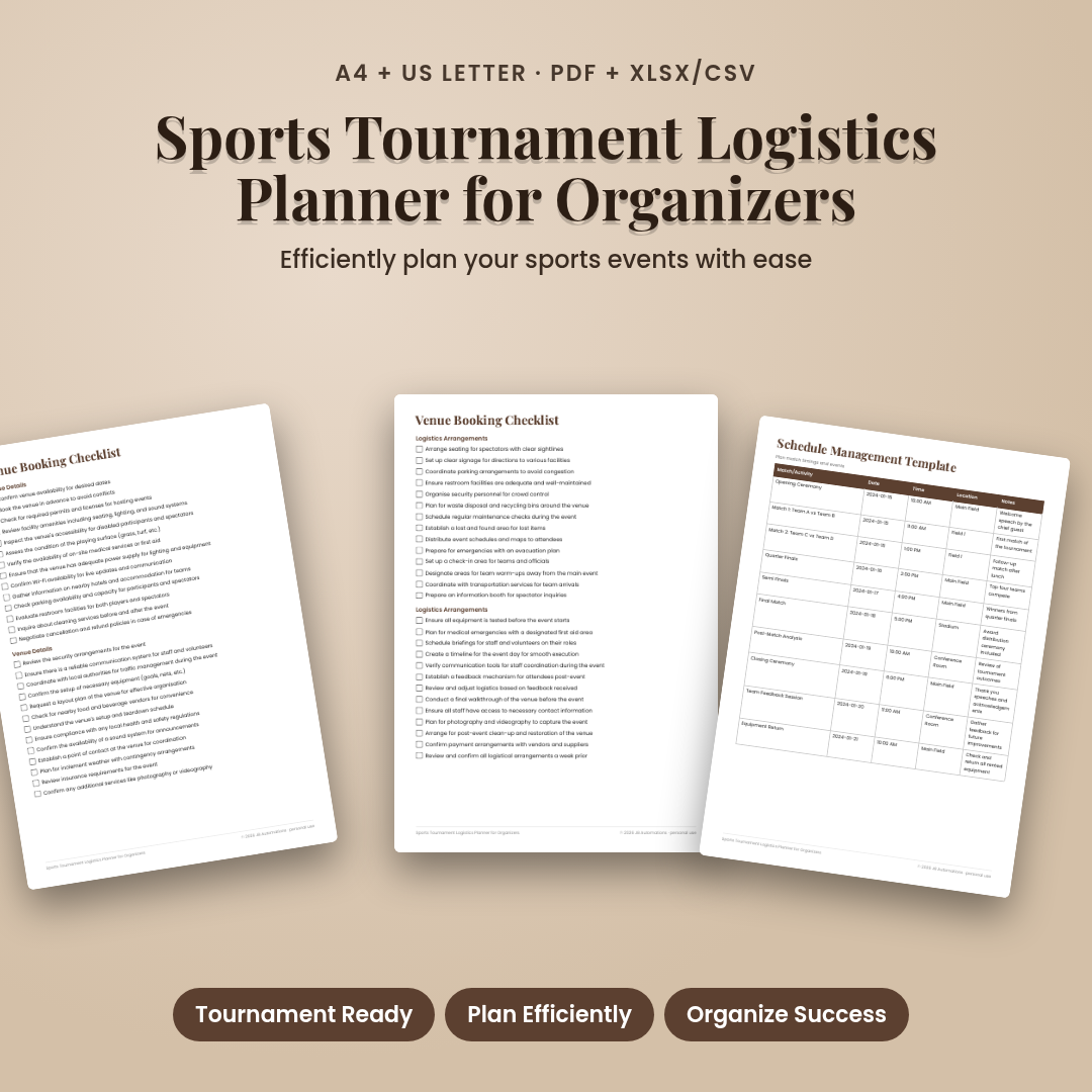 Sports Tournament Logistics Planner for Organizers