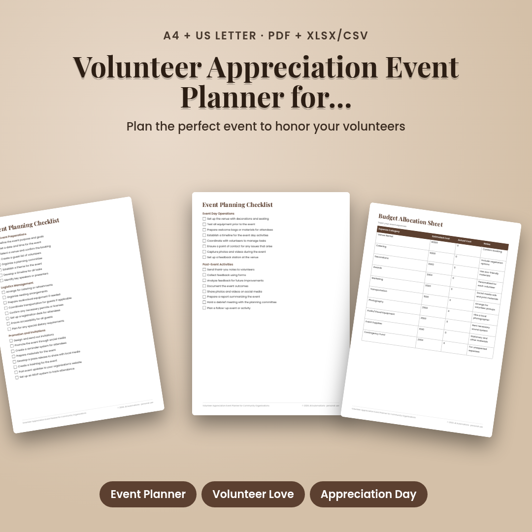 Volunteer Appreciation Event Planner for Community Organizations